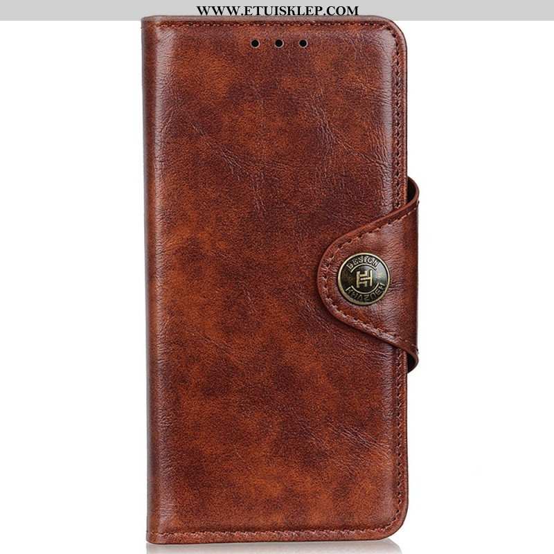 Etui Folio do OnePlus Nord 2T 5G Vintage Guzik Ze Sztucznej Skóry